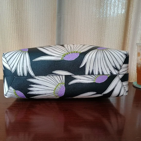 kate spade Black Floral Tote with White and Purple Daisy Print - Picture 3 of 6